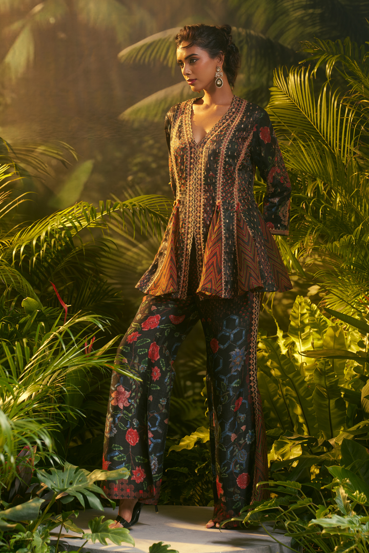 Crepe Suit  with Aari, Printed, Sequins, Thread work.