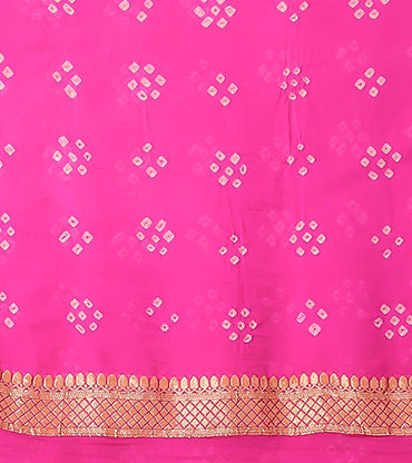 Pink Bandhej Pure Handloom  Georgette  Saree