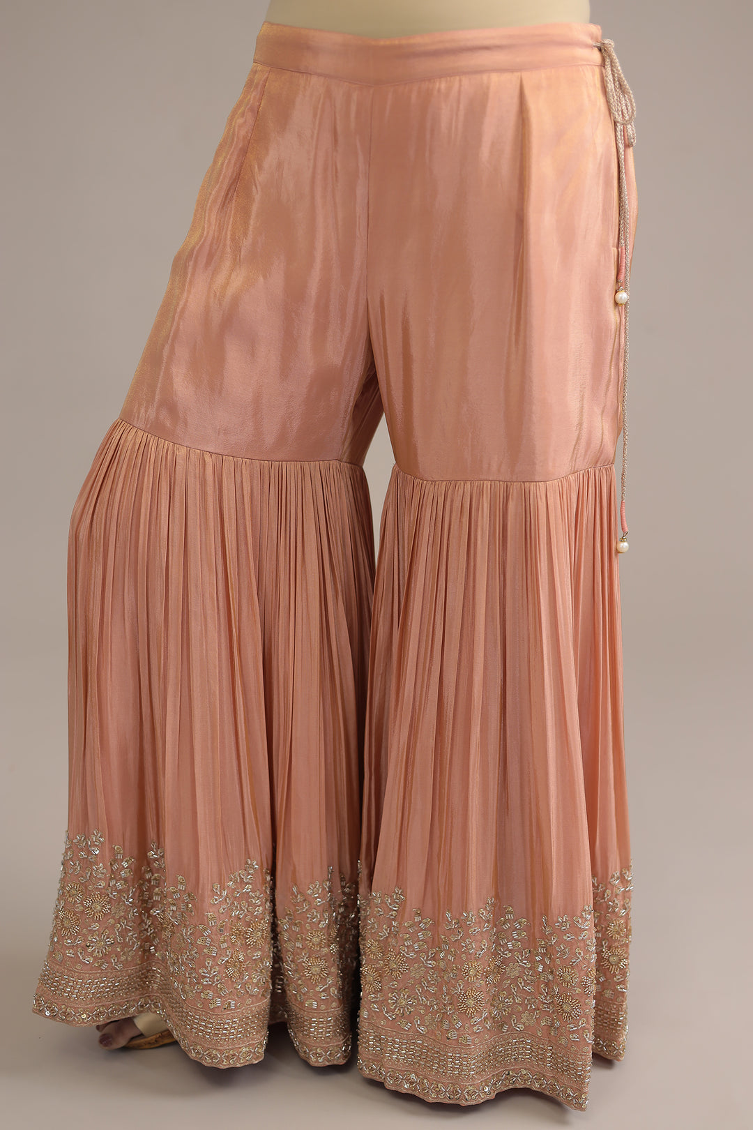 Peach Tissue  Suit with Cutdana and Sequins work