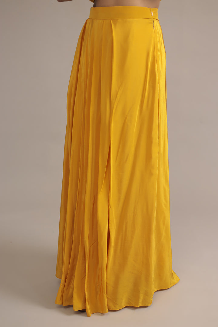 Yellow Silk  Kaftan  with Dori, Pearl and Thread work