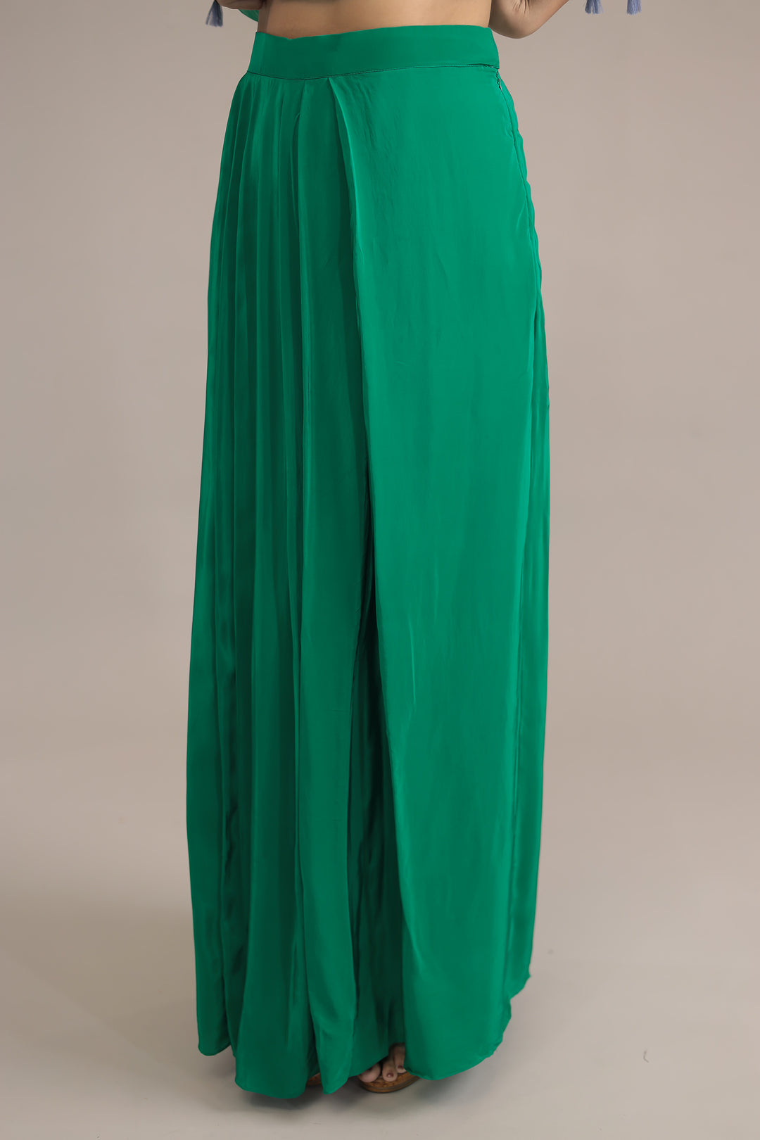 Green Elegant Silk Kaftan with Dori, Sequins and Thread work