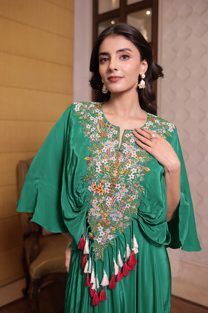 Dark Green Silk Kaftan