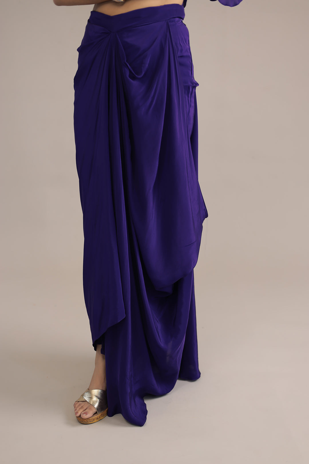 Purple Crepe silk Kaftan with Thread and Zardozi work