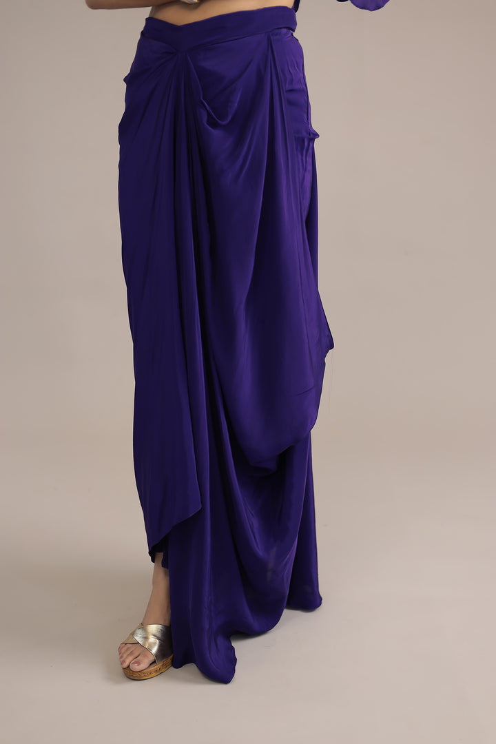 Purple Crepe silk Kaftan with Thread and Zardozi work