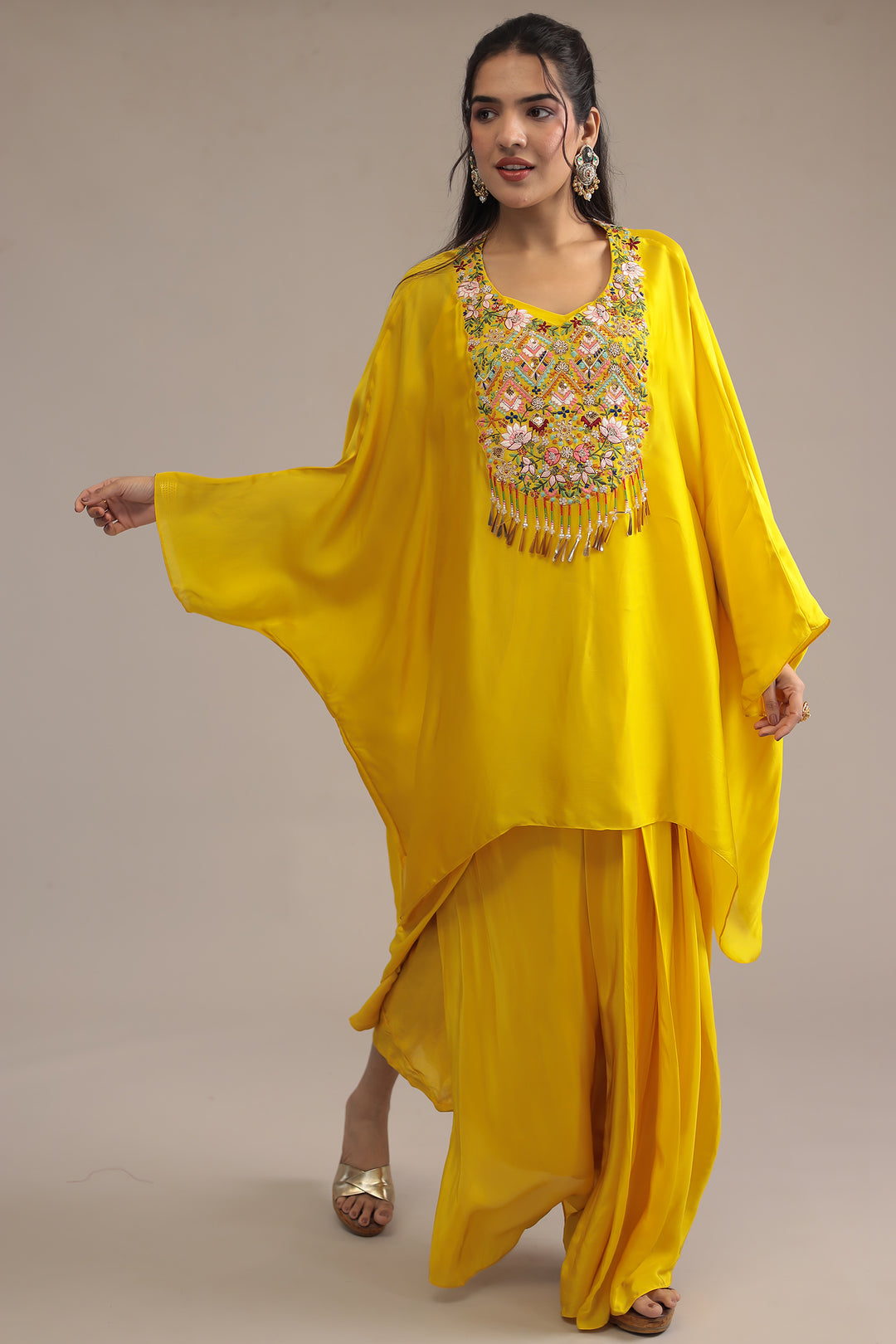 Yellow Silk Kaftan 