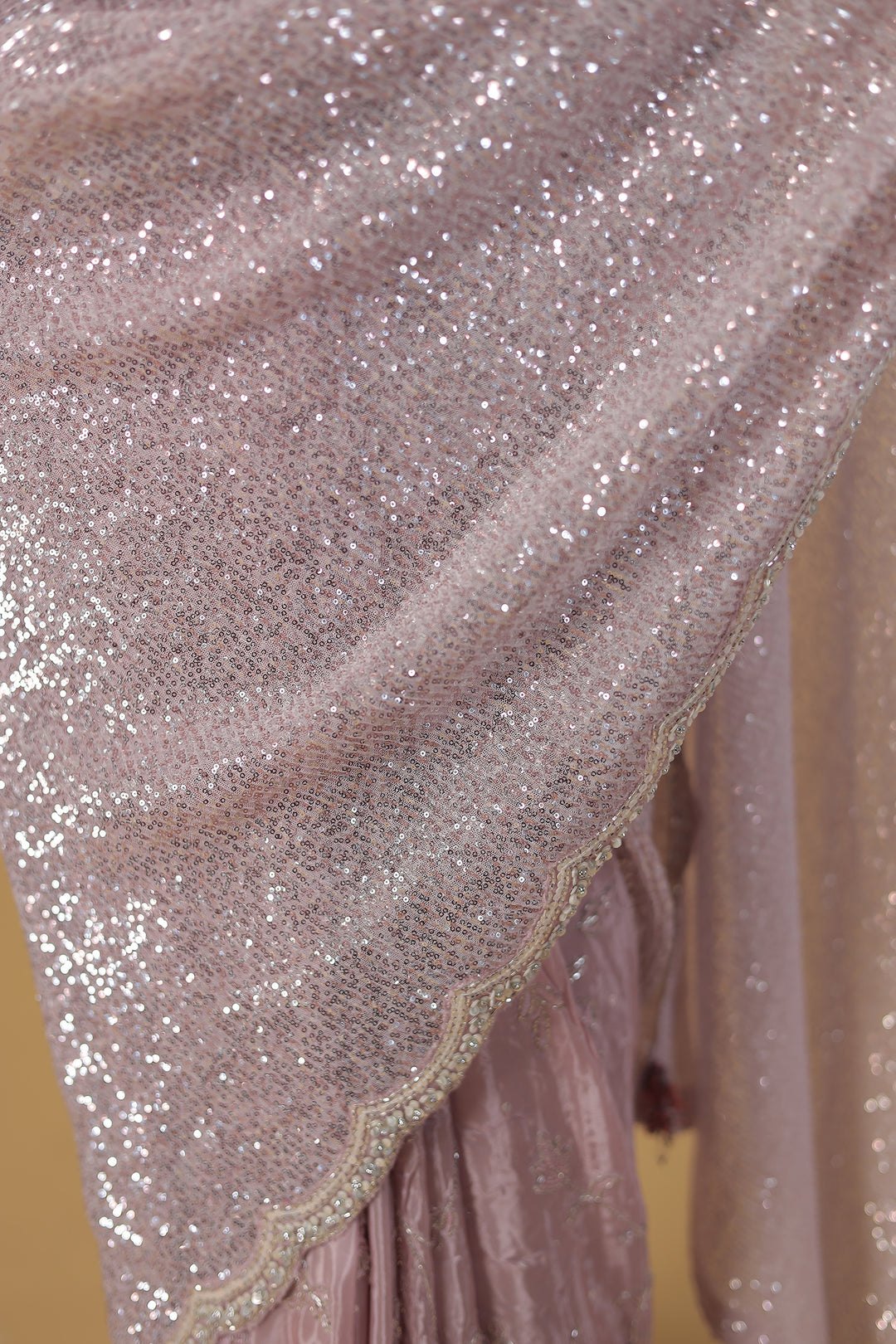 Dark Blue Shimmer Silk Saree with Cutdana and Sequins work