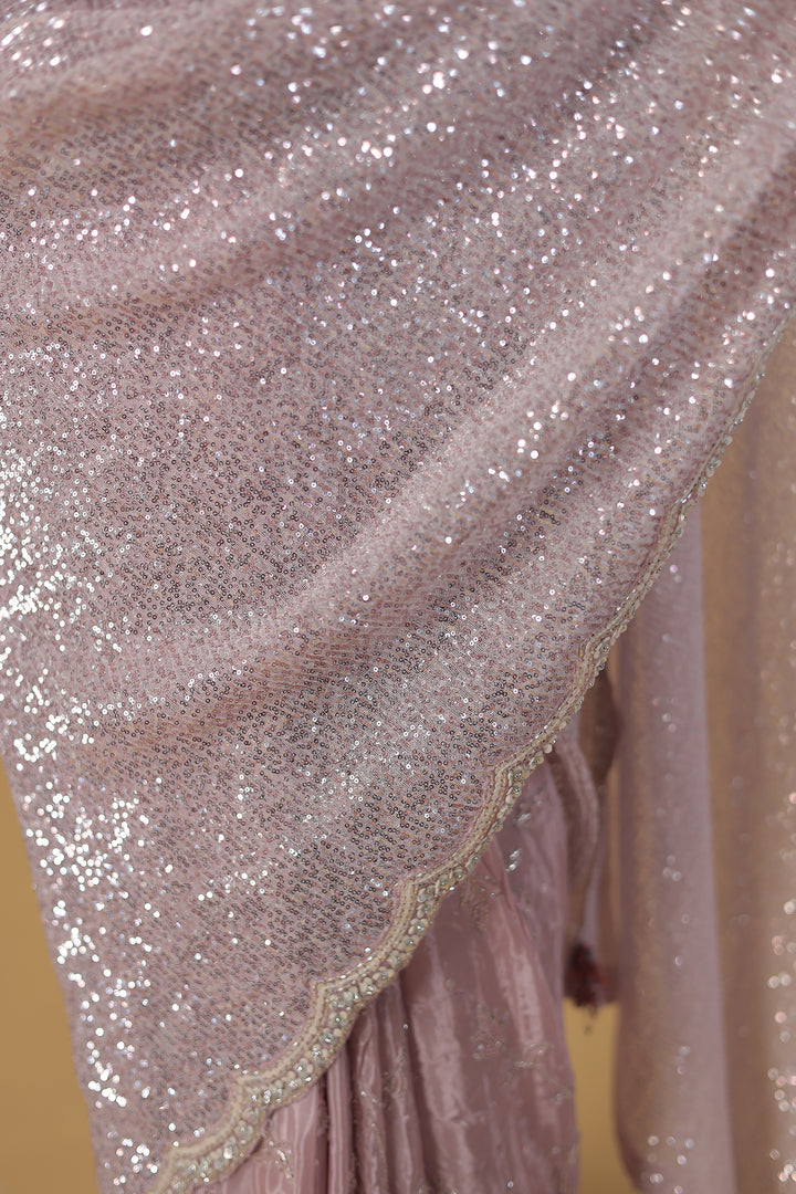 Brown Shimmer Silk Saree with Cutdana and Sequins work