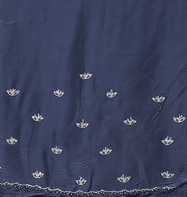Blue Shimmer Net Silk Saree  with Cutdana and Sequins work