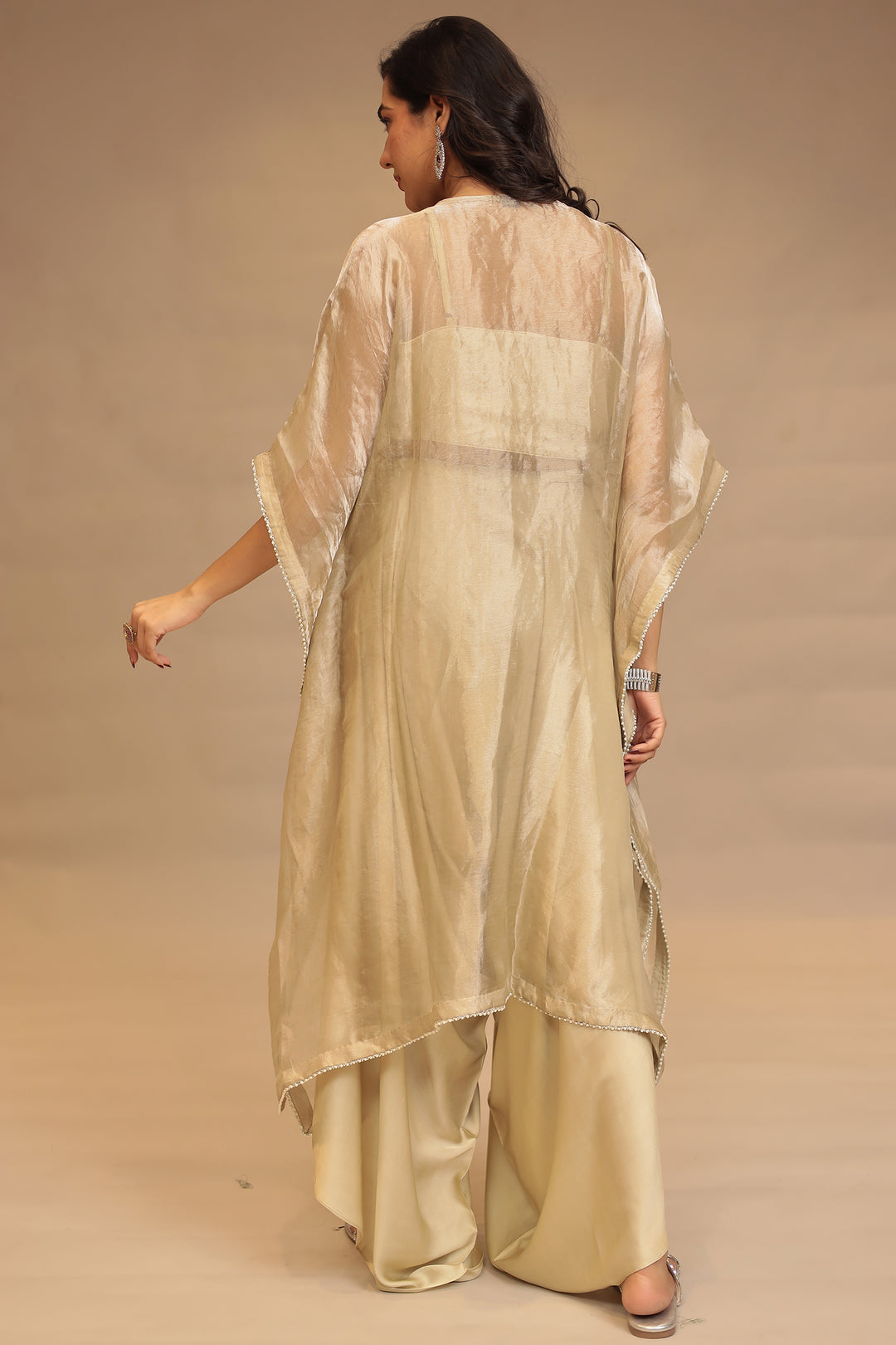 Satin silk Indowestern with Cutdana, Sequins, Thread and Zardozi work