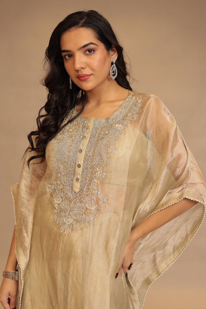 Satin silk Indowestern with Cutdana, Sequins, Thread and Zardozi work