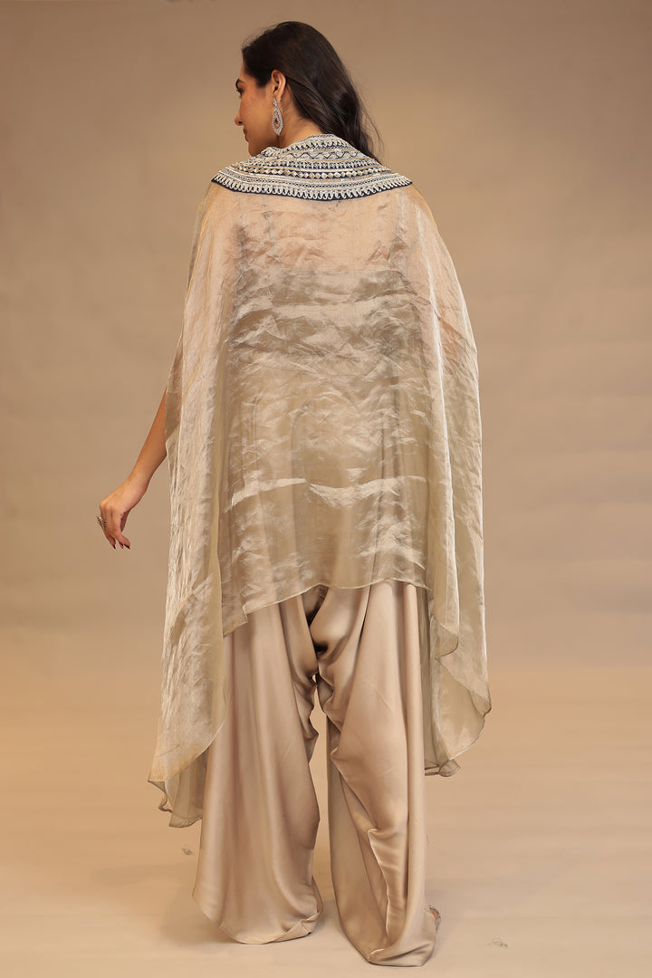 Satin silk Indowestern with Dori and Sequins work