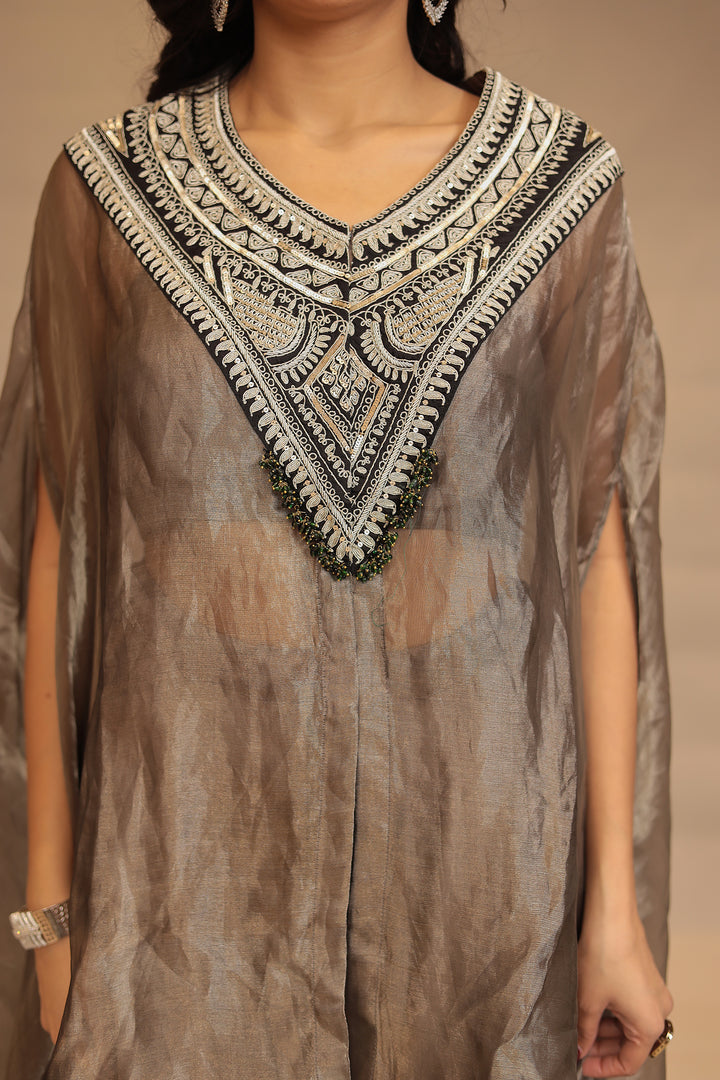Satin silk Indowestern with Sequins and Dori work