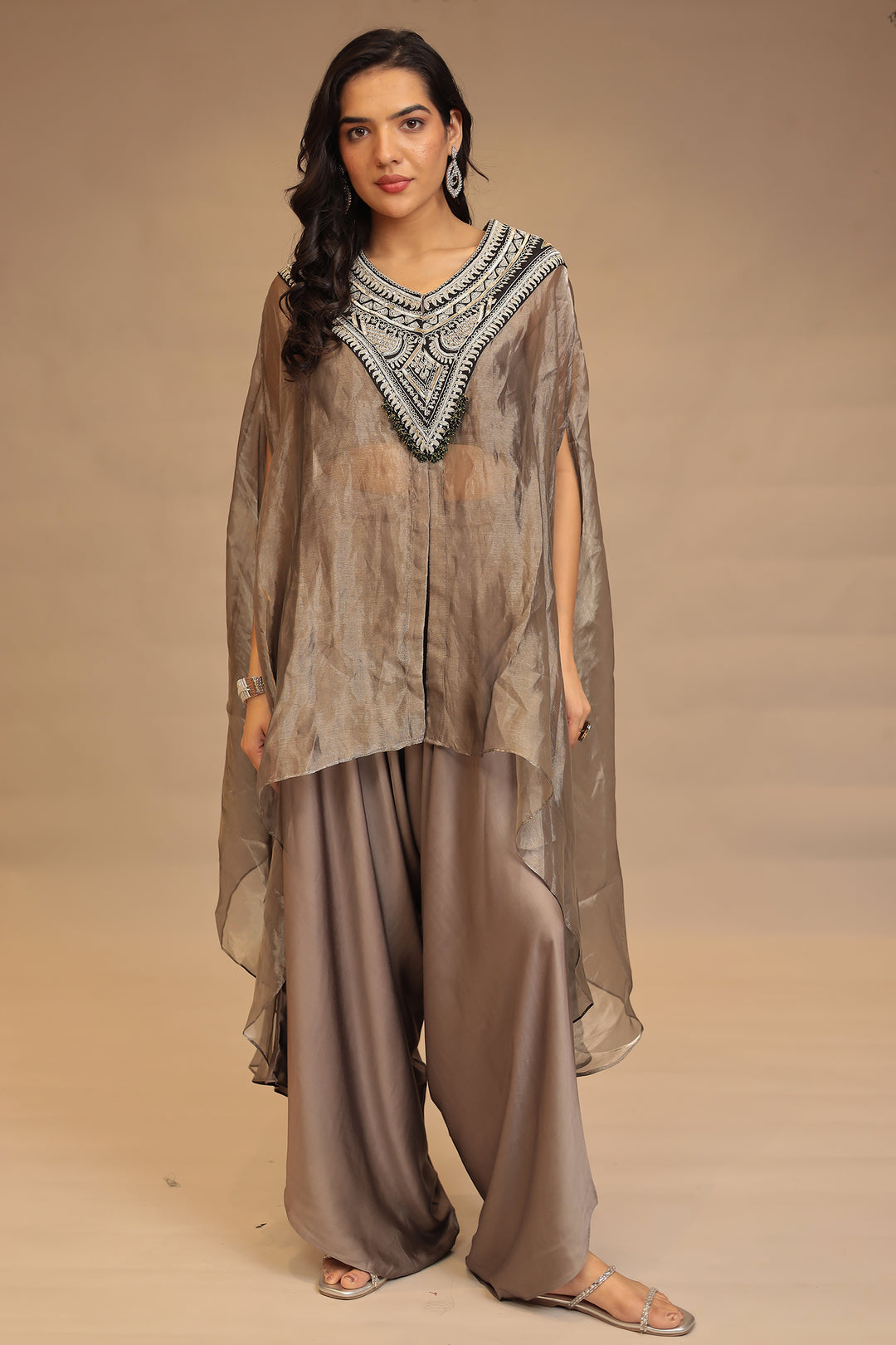 grey indo western for women