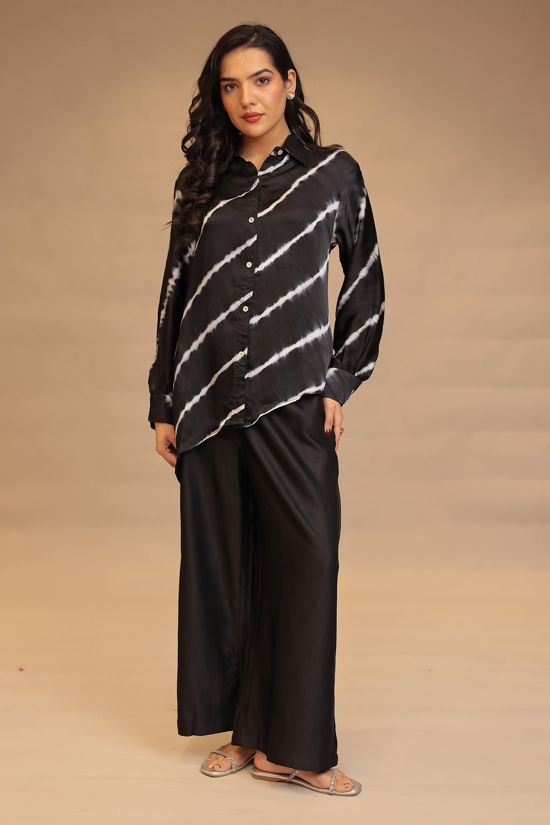 black satin silk indo western