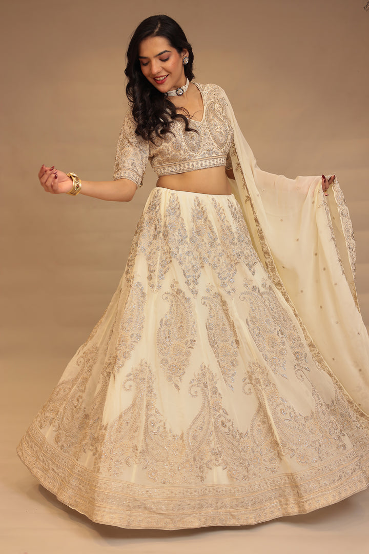 Georgette Lehenga with Thread work
