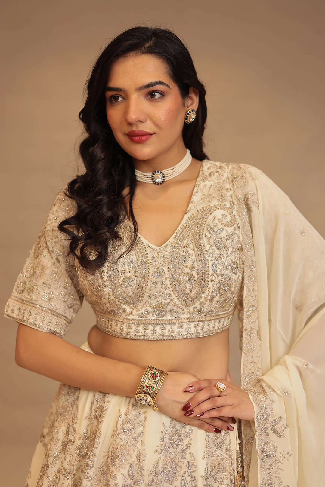 Georgette Lehenga with Thread work