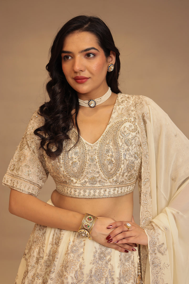 Georgette Lehenga with Thread work