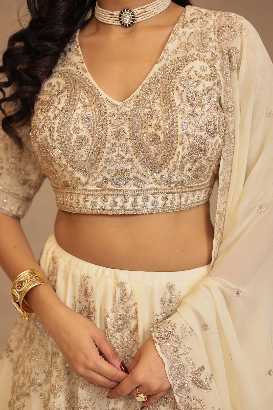 Georgette Lehenga with Thread work