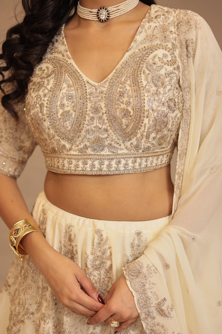 Georgette Lehenga with Thread work