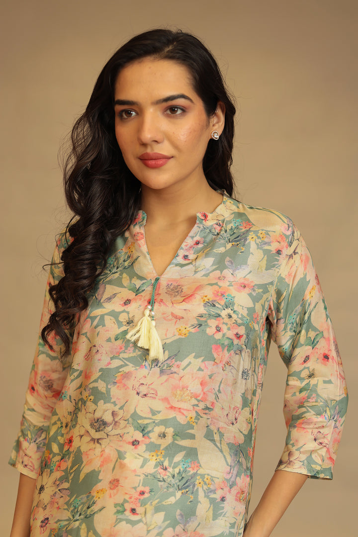Digital Print Silk blend Kurta