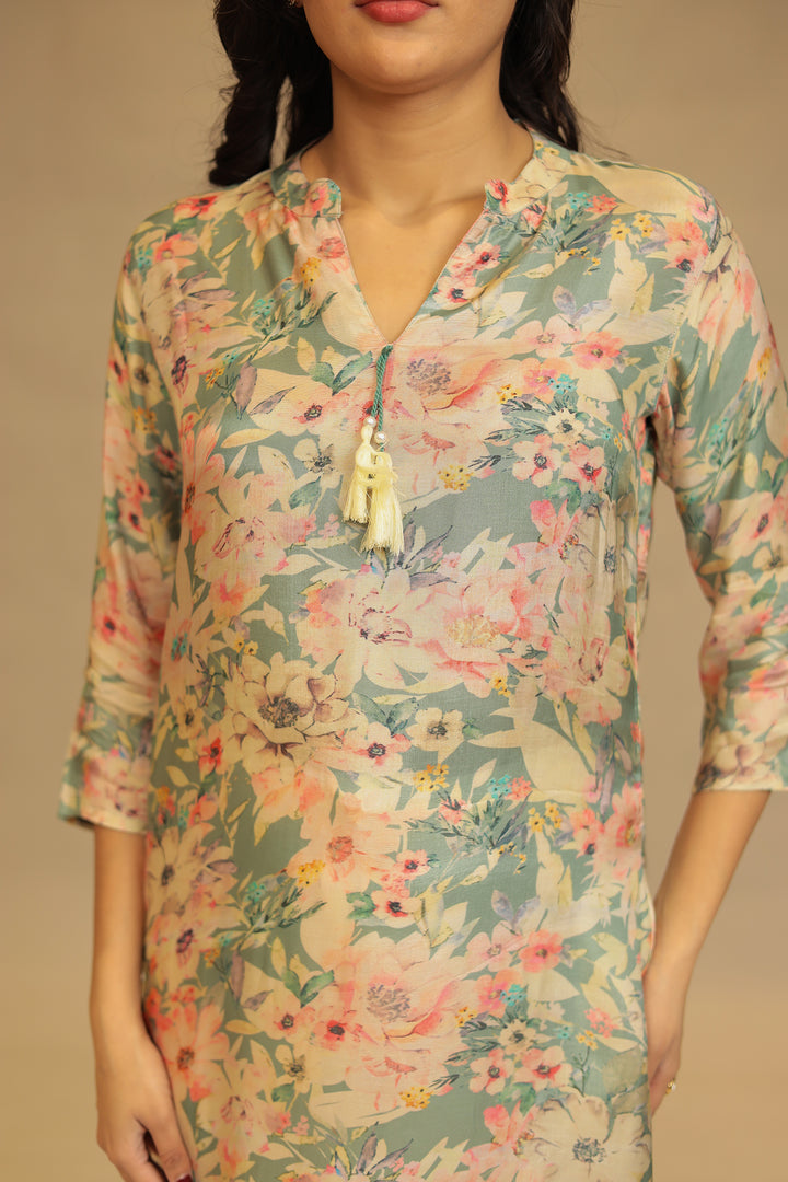 Digital Print Silk blend Kurta