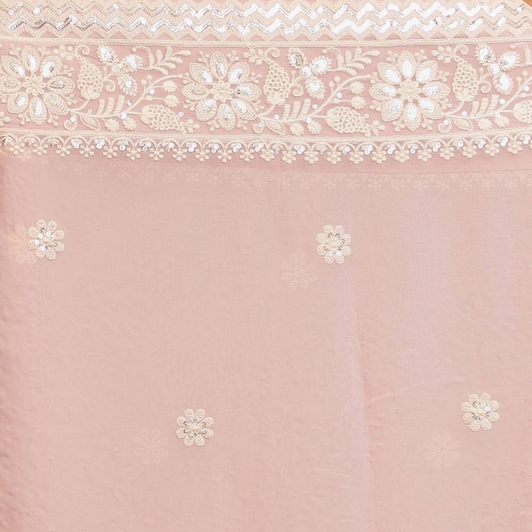 Chinon Saree with Sequins, Thread, Zari work