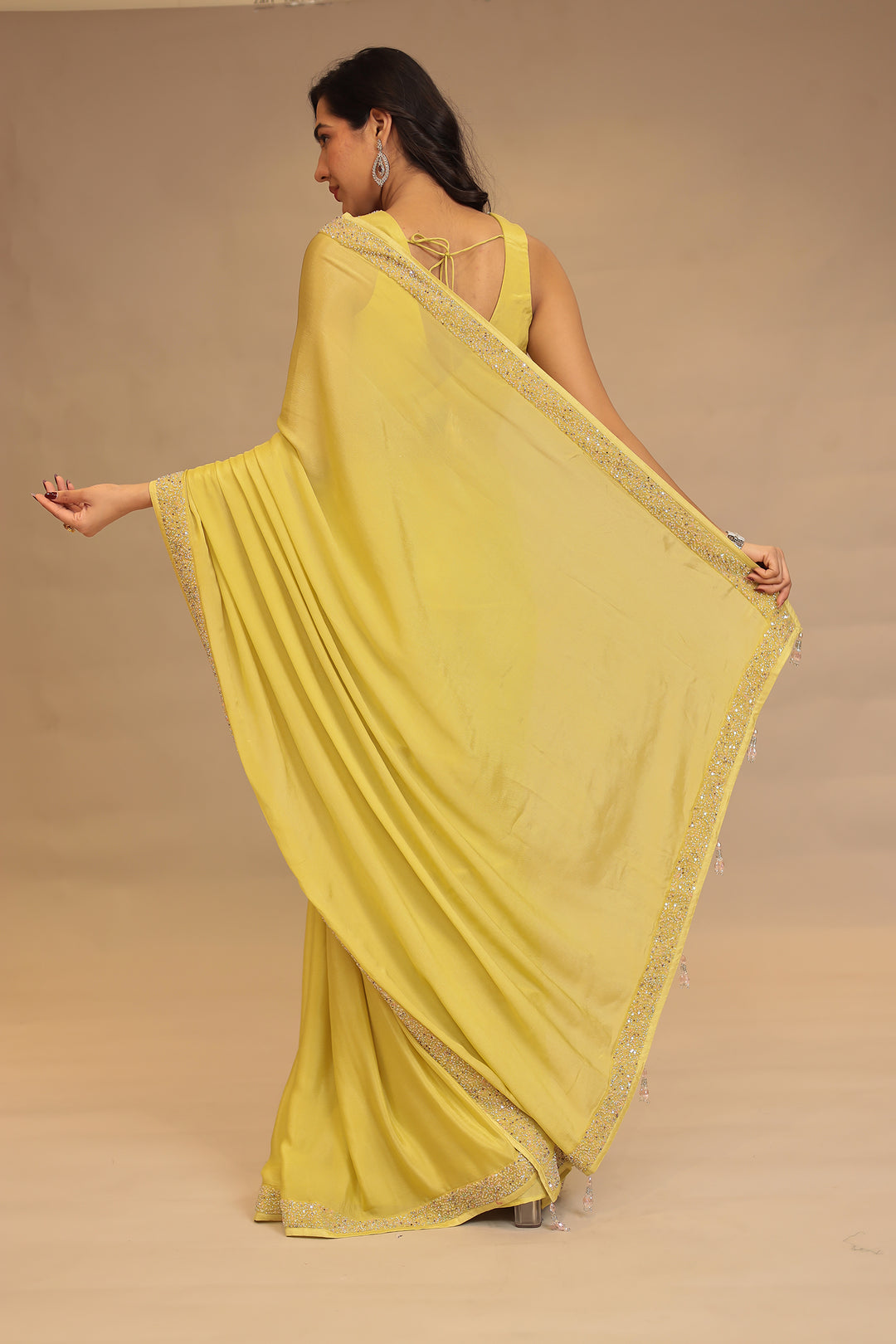 Chinon Saree with Cutdana, Sequins work
