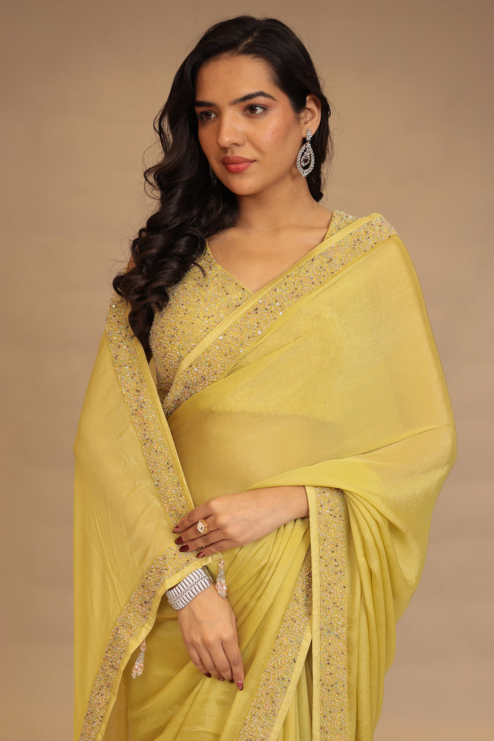 Chinon Saree with Cutdana, Sequins work