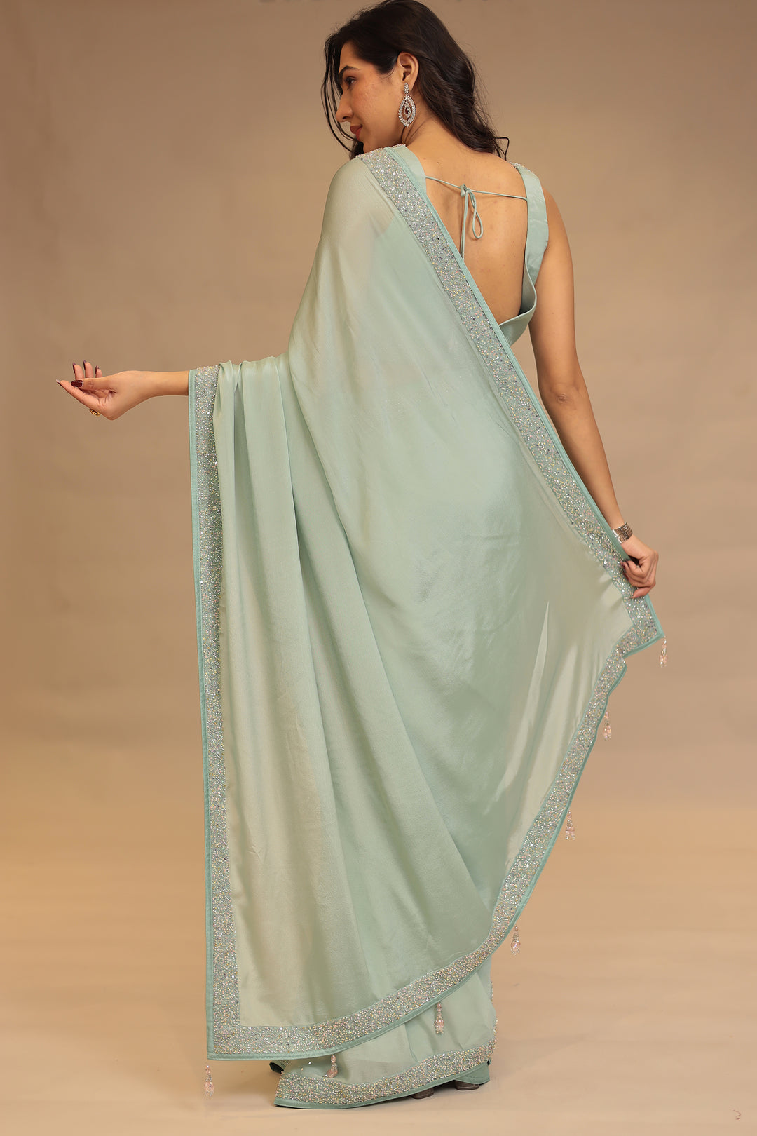 Chinon Saree with Cutdana, Sequins work