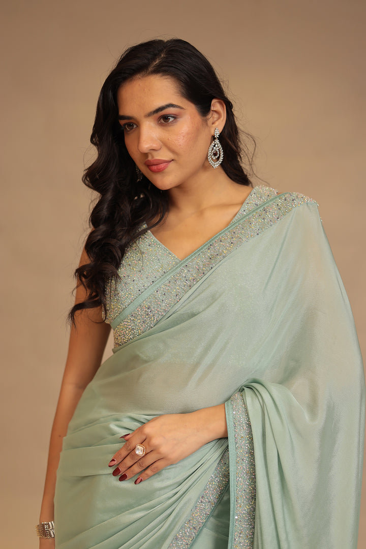 Chinon Saree with Cutdana, Sequins work