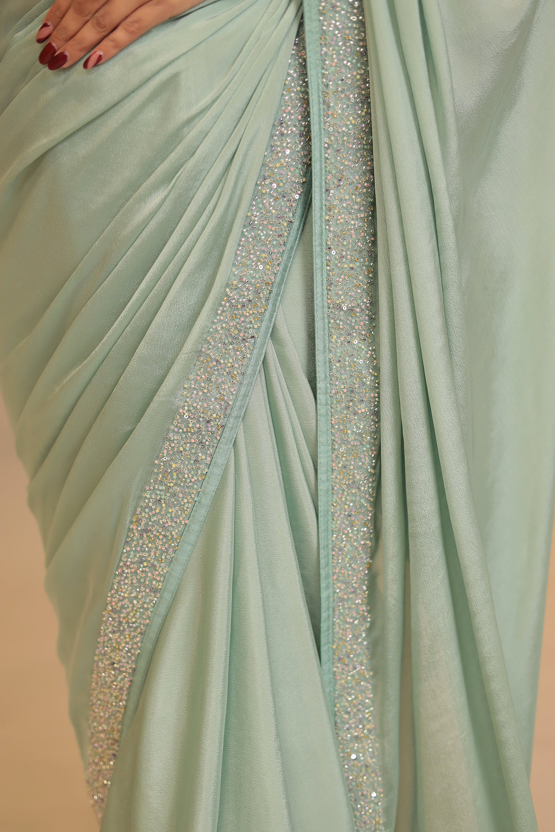 Chinon Saree with Cutdana, Sequins work