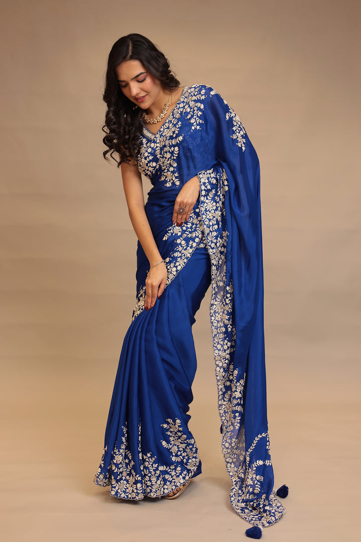 Chinon Saree with Sequins, Thread work