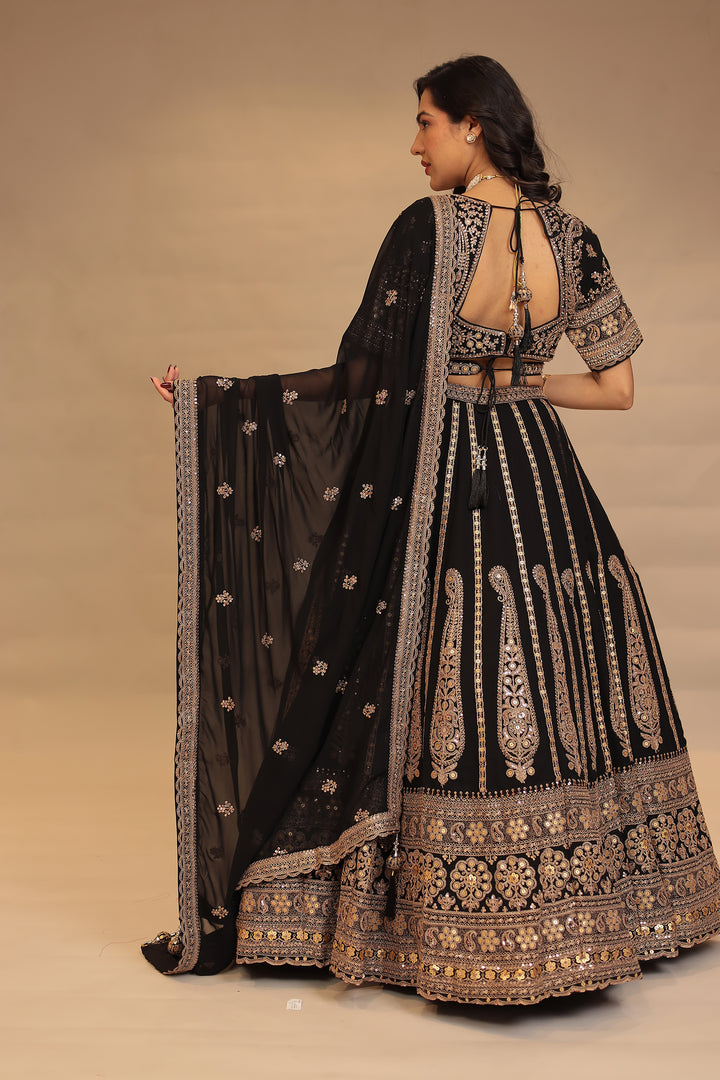 Georgette Lehenga with Dori, Sequins, Thread work.