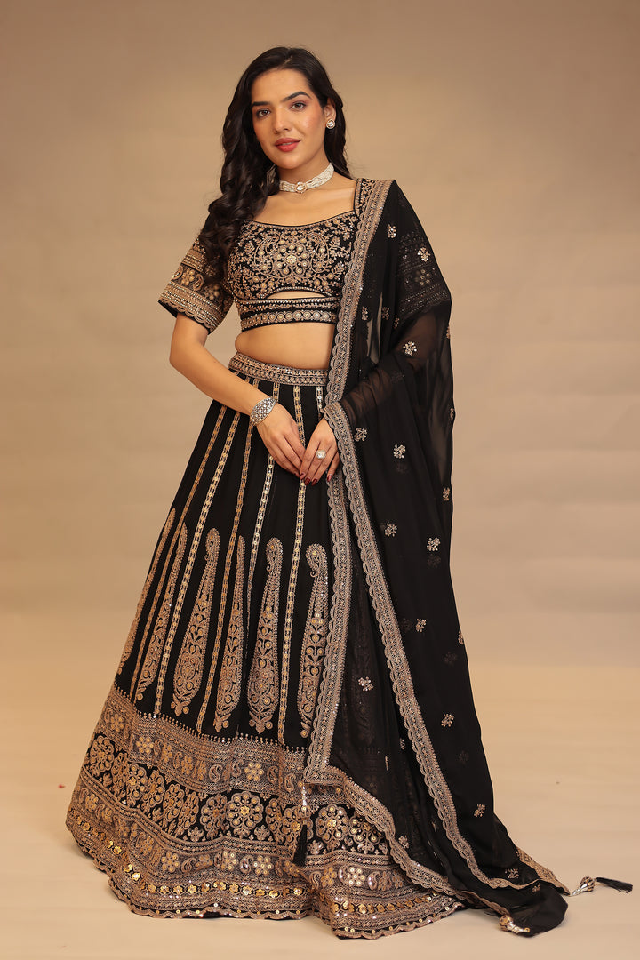Georgette Lehenga with Dori, Sequins, Thread work.