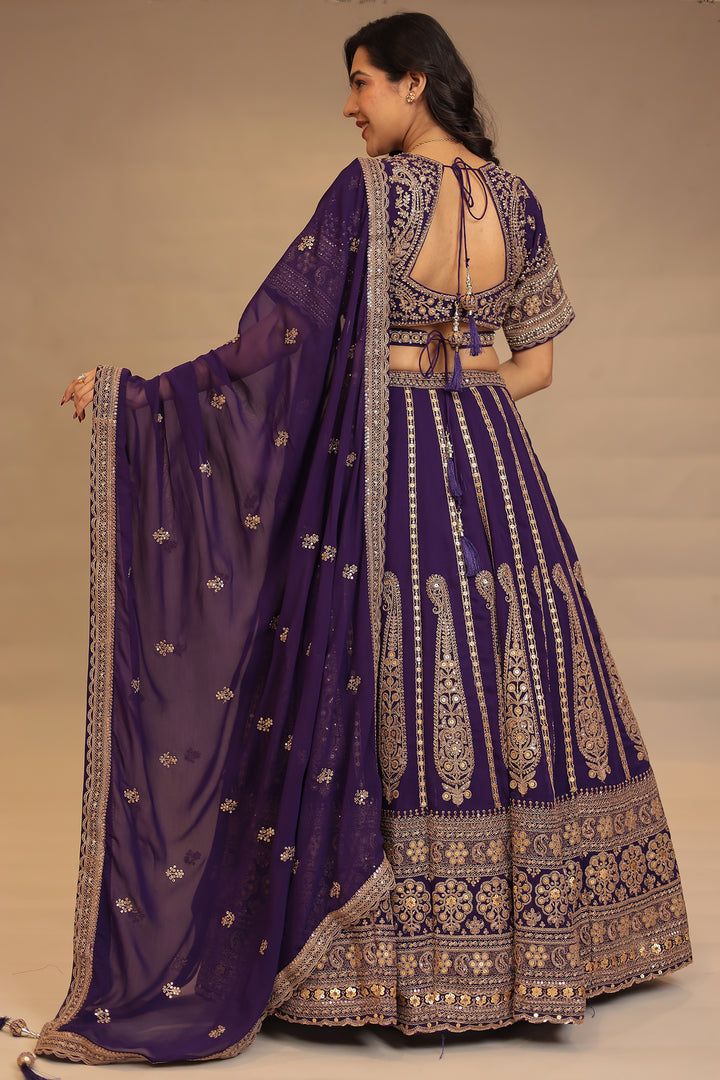 Georgette Lehenga with Pearl, Sequins, Thread work.