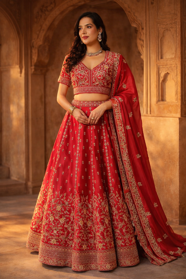 Silk Lehenga with Cutdana, Sequins work