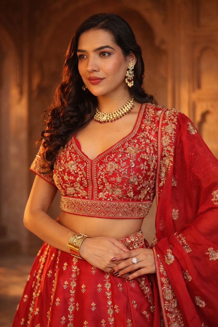 Silk Lehenga with Cutdana, Sequins work