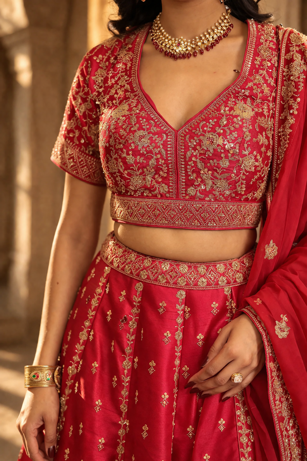 Silk Lehenga with Cutdana, Sequins work
