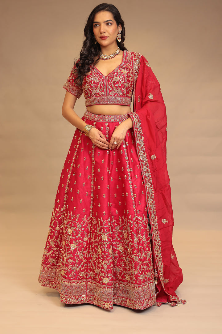 Silk Lehenga with Cutdana, Sequins work.