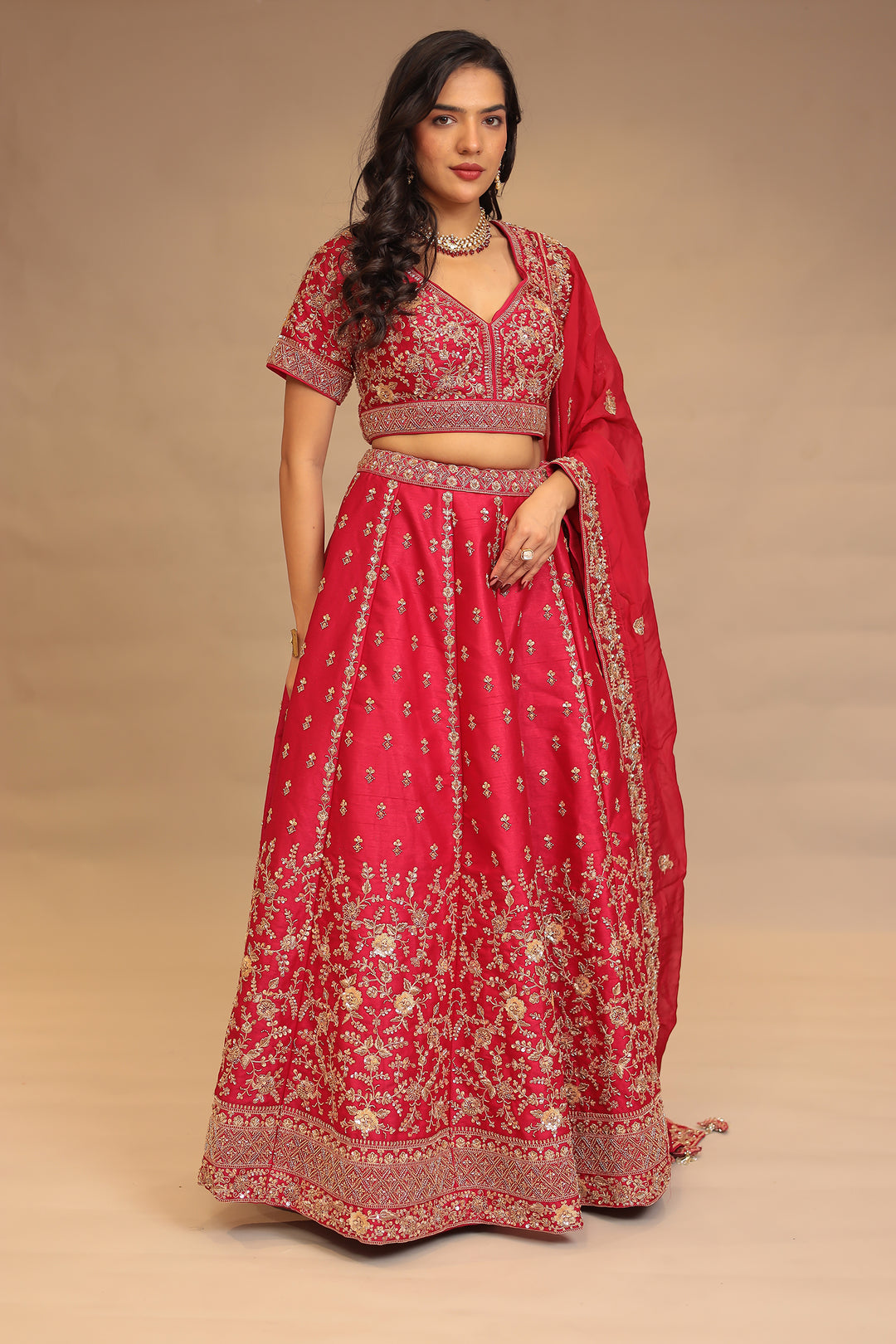 Silk Lehenga with Cutdana, Sequins work.