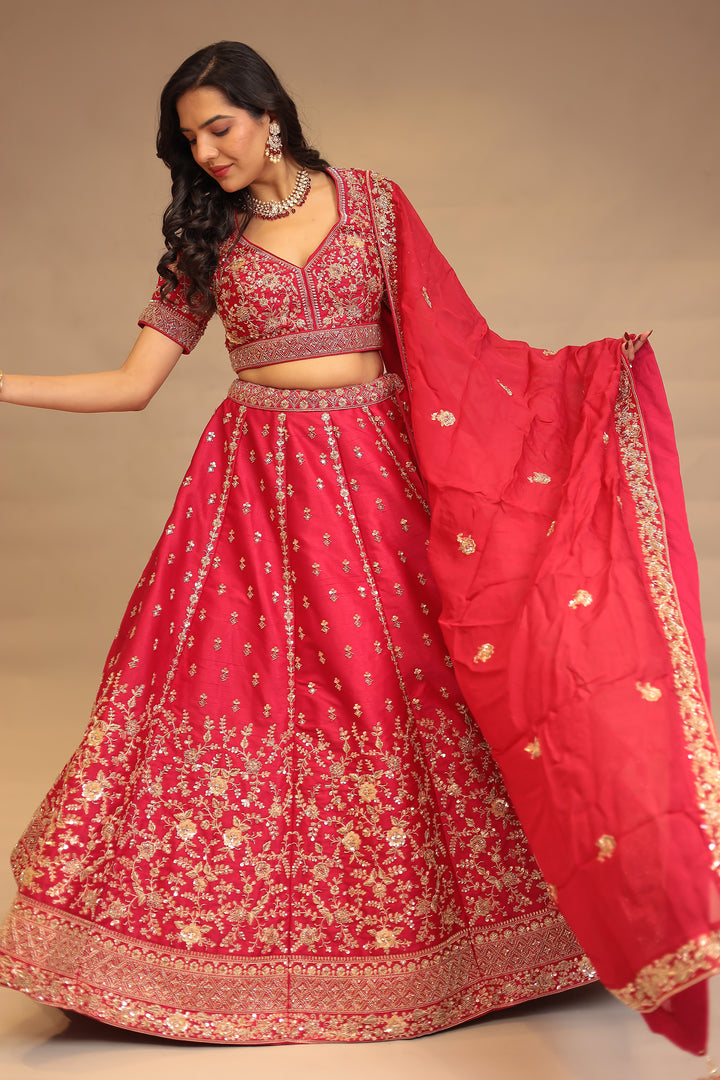 Silk Lehenga with Cutdana, Sequins work.