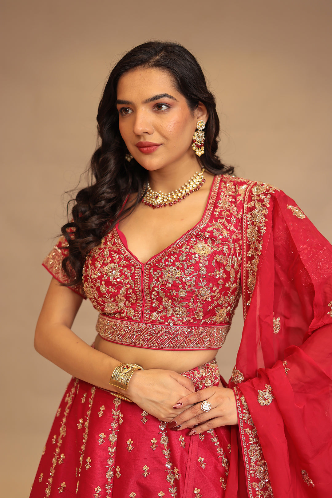 Silk Lehenga with Cutdana, Sequins work.