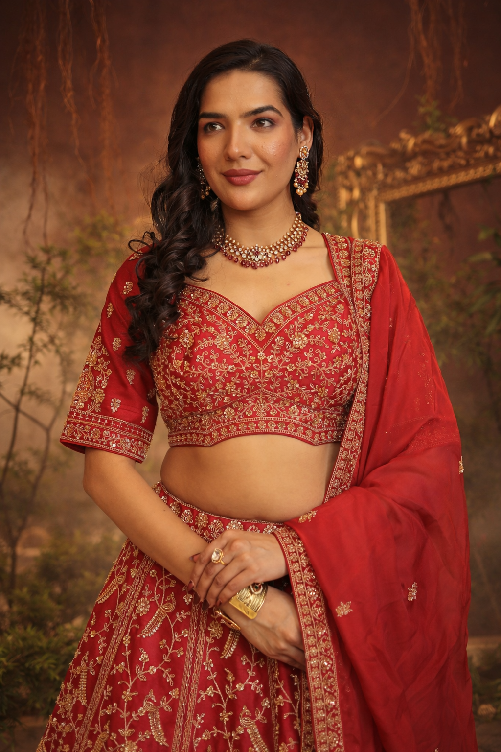 Silk Lehenga with Cutdana, Sequins work