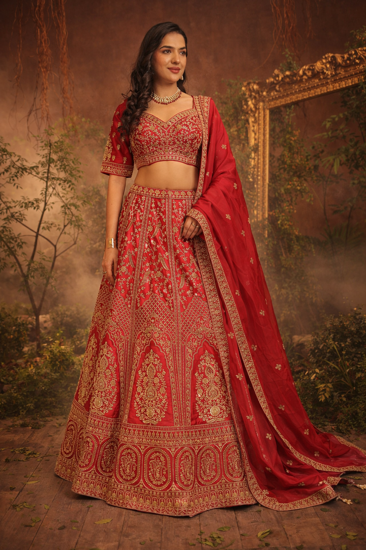 Silk Lehenga with Cutdana, Sequins work
