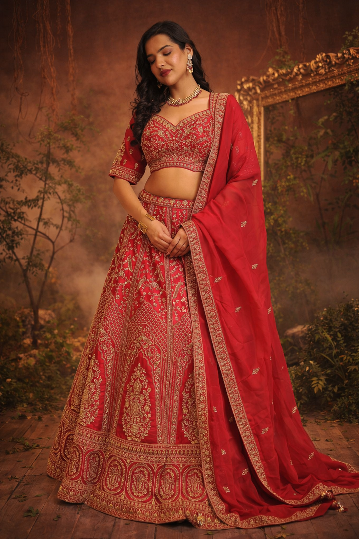 Silk Lehenga with Cutdana, Sequins work