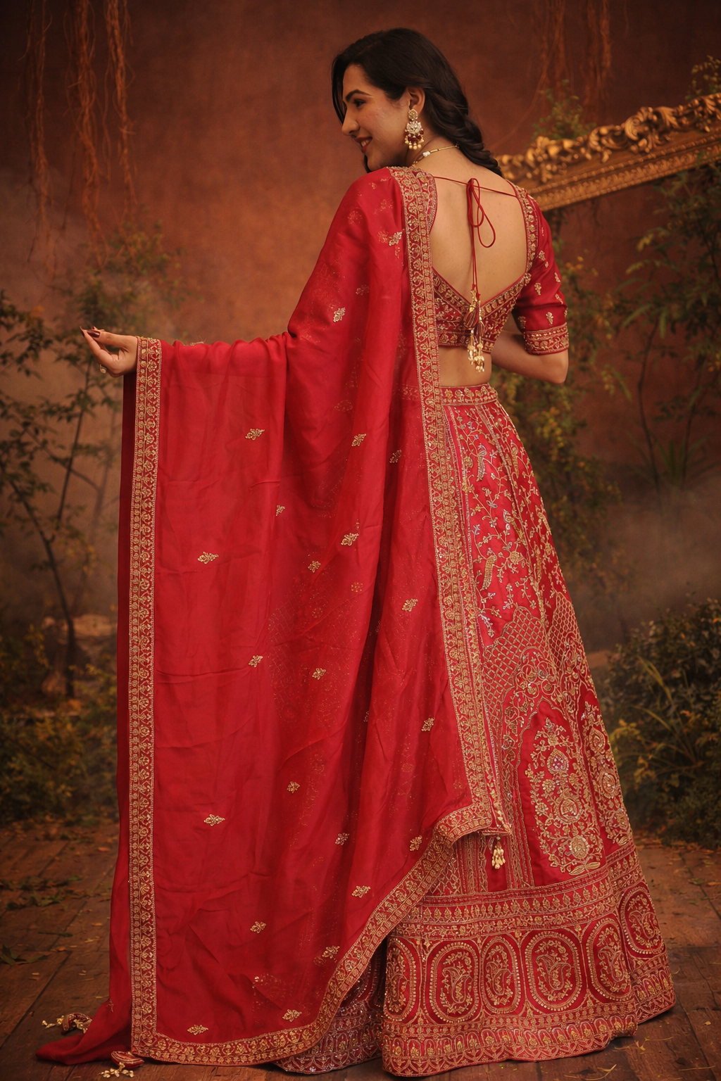 Silk Lehenga with Cutdana, Sequins work