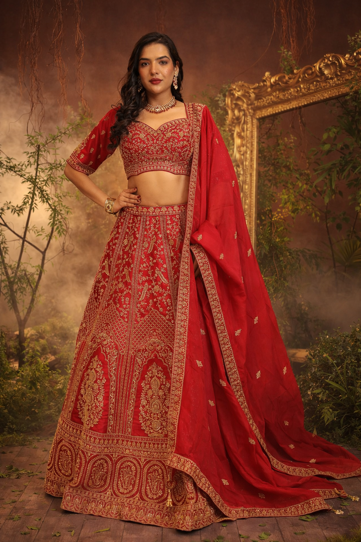 Silk Lehenga with Cutdana, Sequins work