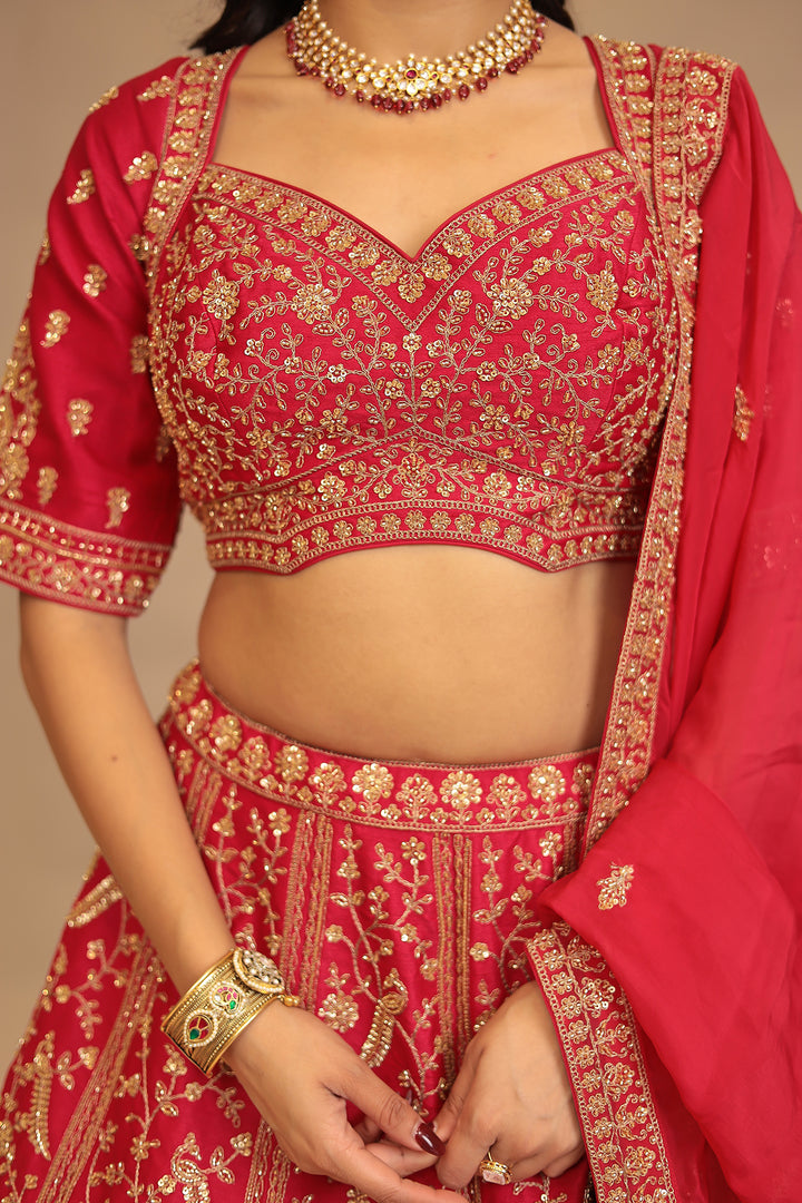 Silk Lehenga with Cutdana, Sequins work.