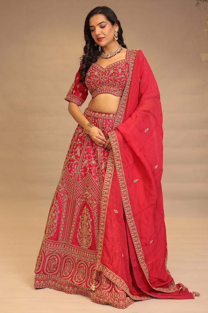 Silk Lehenga with Cutdana, Sequins work.
