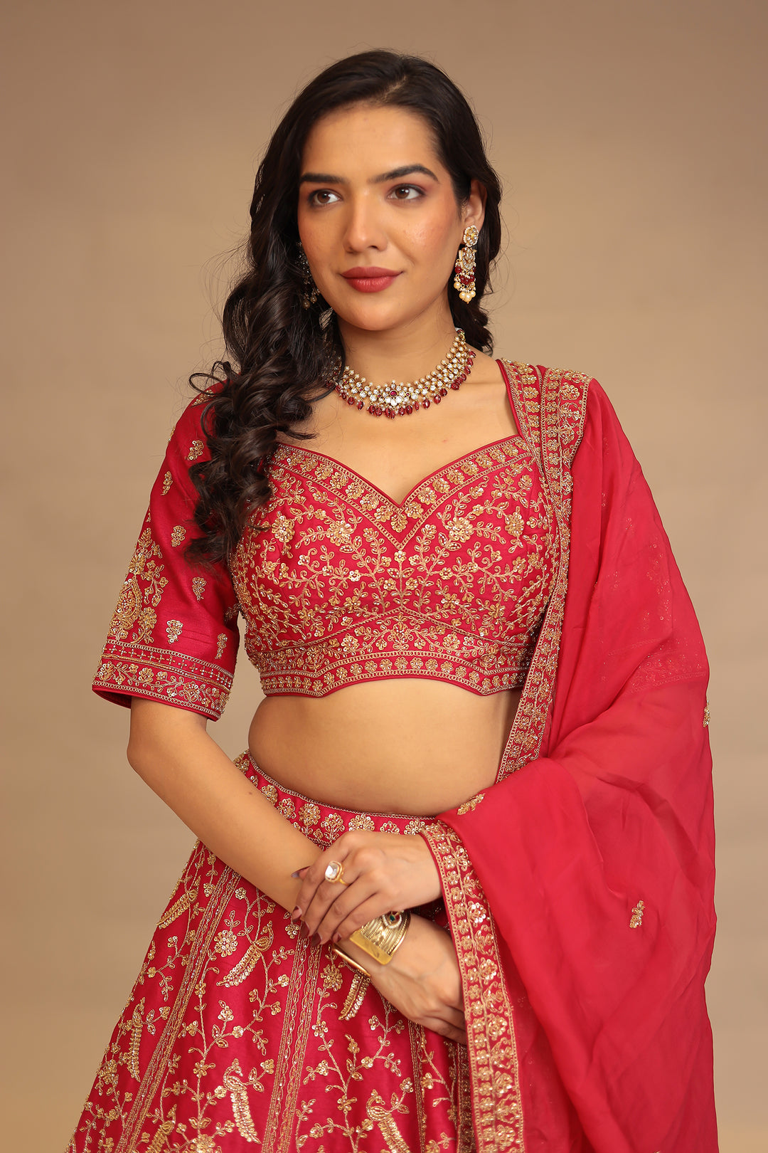 Silk Lehenga with Cutdana, Sequins work.